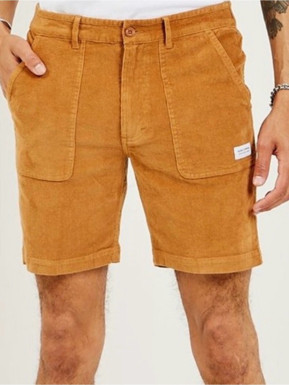 Men's Corduroy Cargo Shorts in Mustard